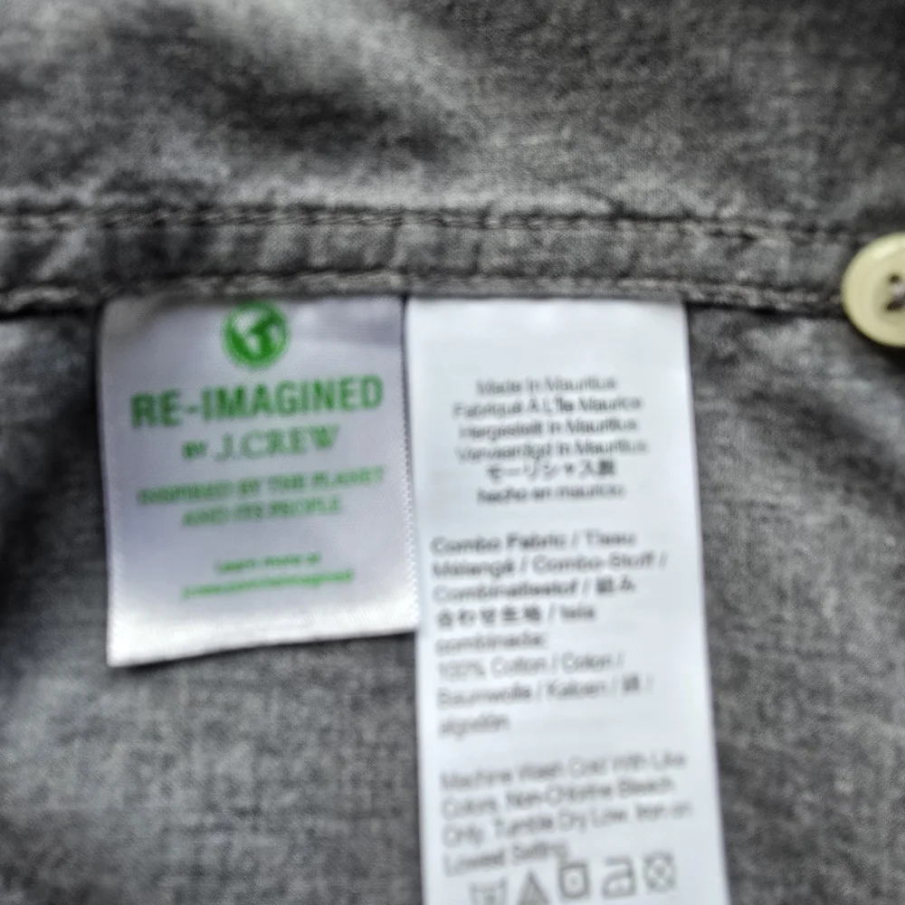 J. Crew Gray Classic Button-Down Organic Cotton Minimalist Core Soft